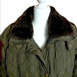 Marc New York Olive Quilted Drawstring Coat